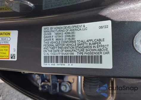 2022 Honda Accord Lx from USA, damaged, VIN 1HGCV1F15NA061996